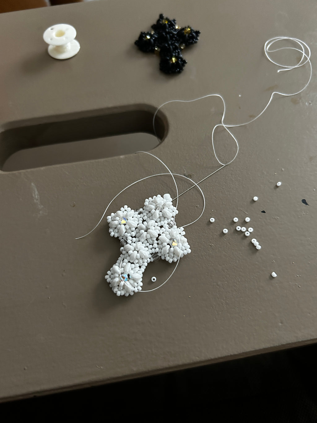 cross pendant - white, crystal