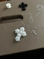 cross pendant - white, crystal