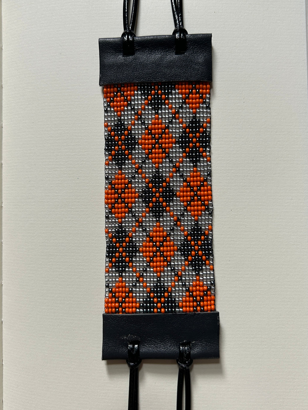 argyle bracelet - gunmetal, pewter, orange