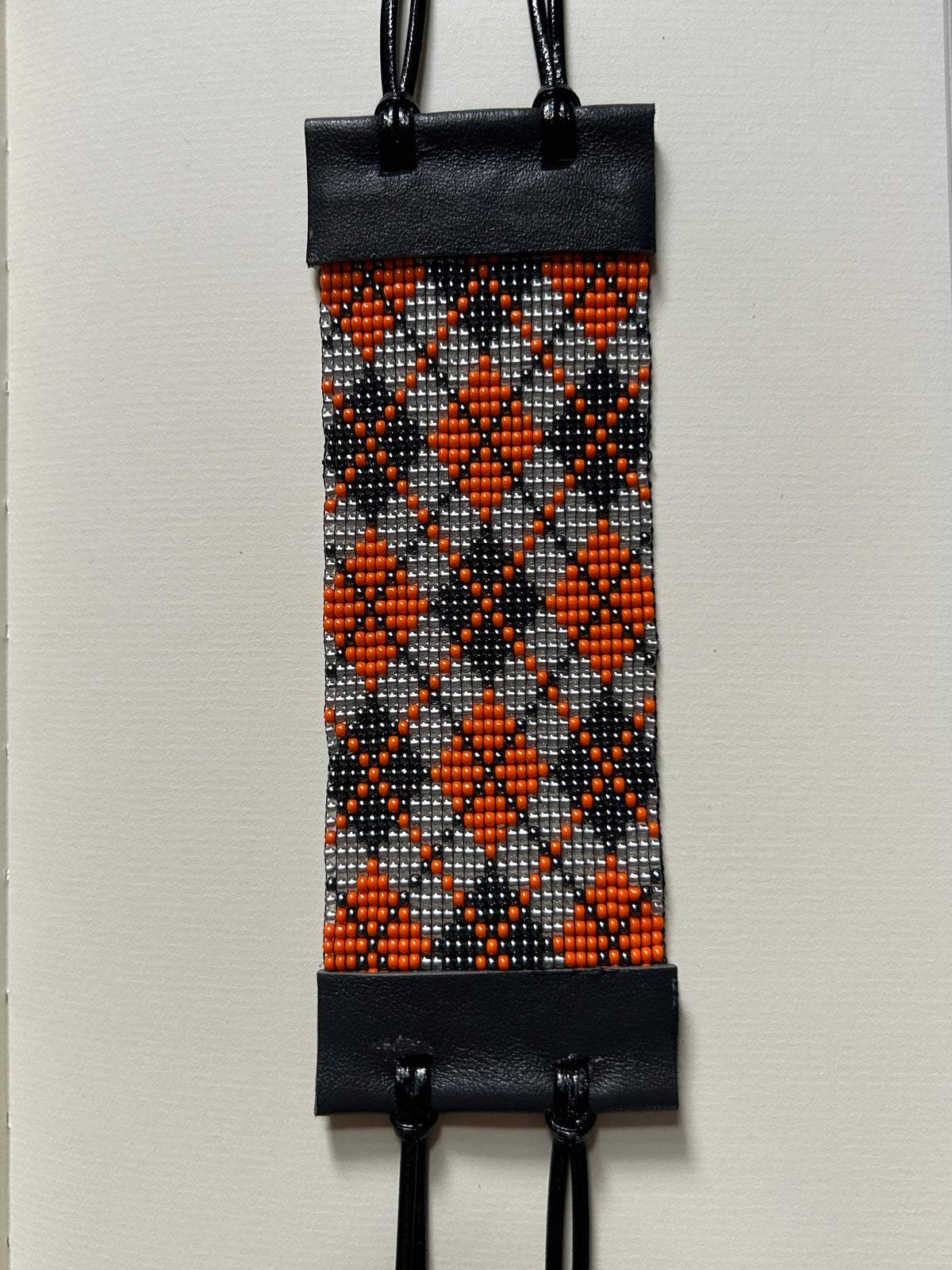 argyle bracelet - gunmetal, pewter, orange