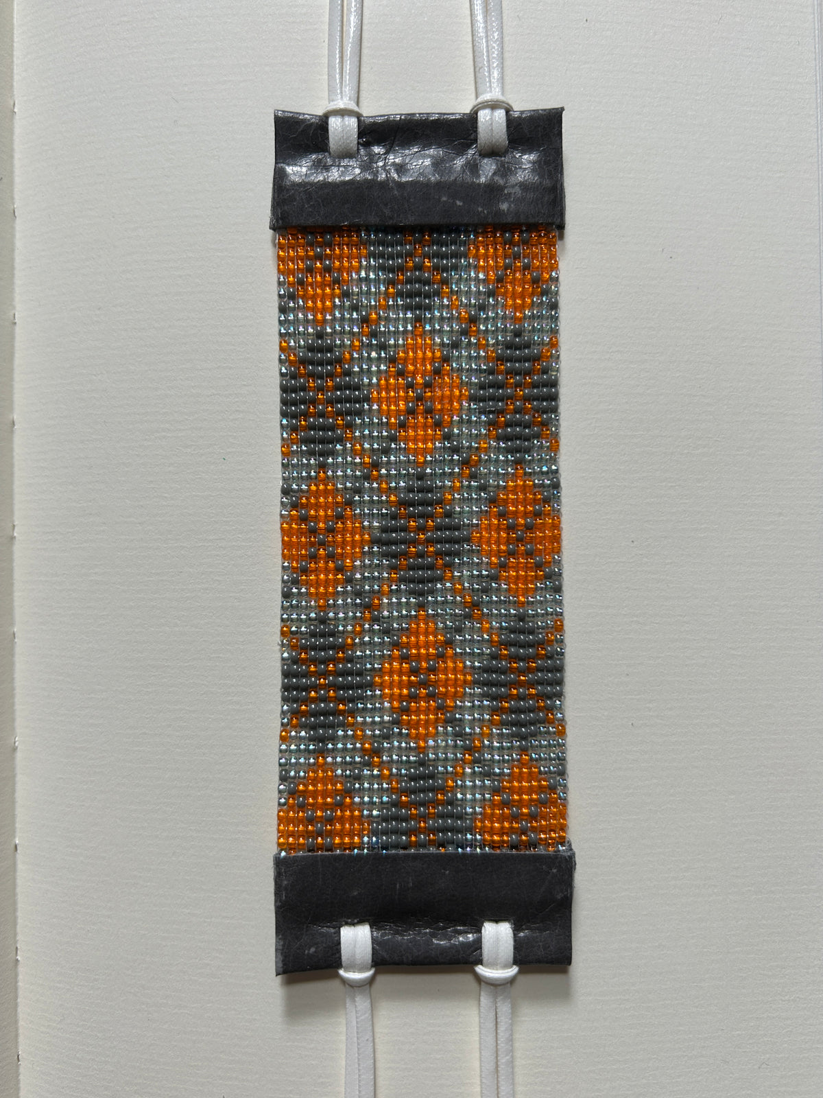 argyle bracelet - grey, orange, aqua