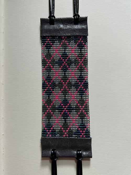 argyle bracelet - silver, grey, twilight, neon pink