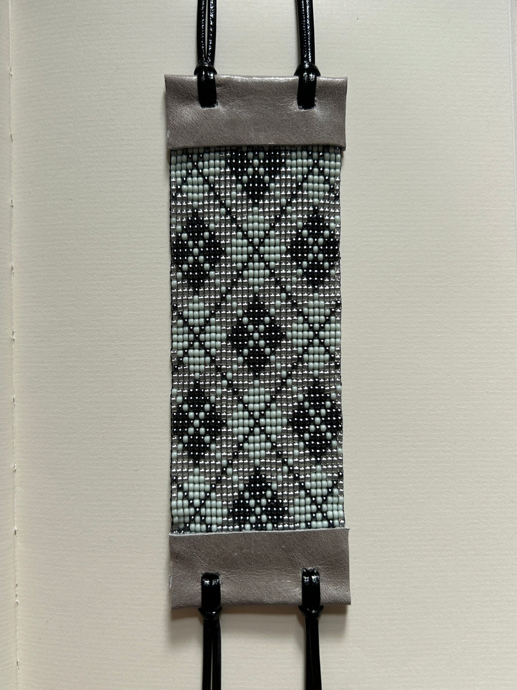 argyle bracelet - gunmetal, pewter, mint green