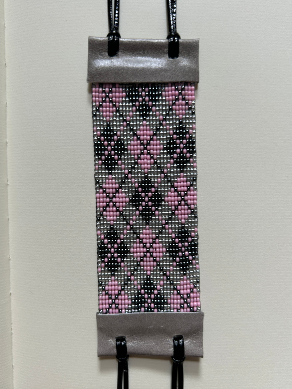 argyle bracelet - gunmetal, pewter, baby pink