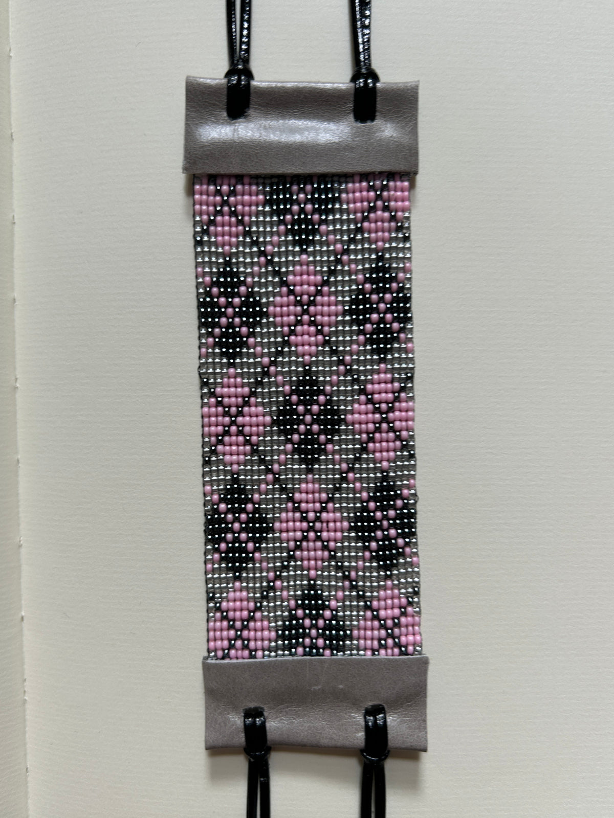 argyle bracelet - gunmetal, pewter, baby pink