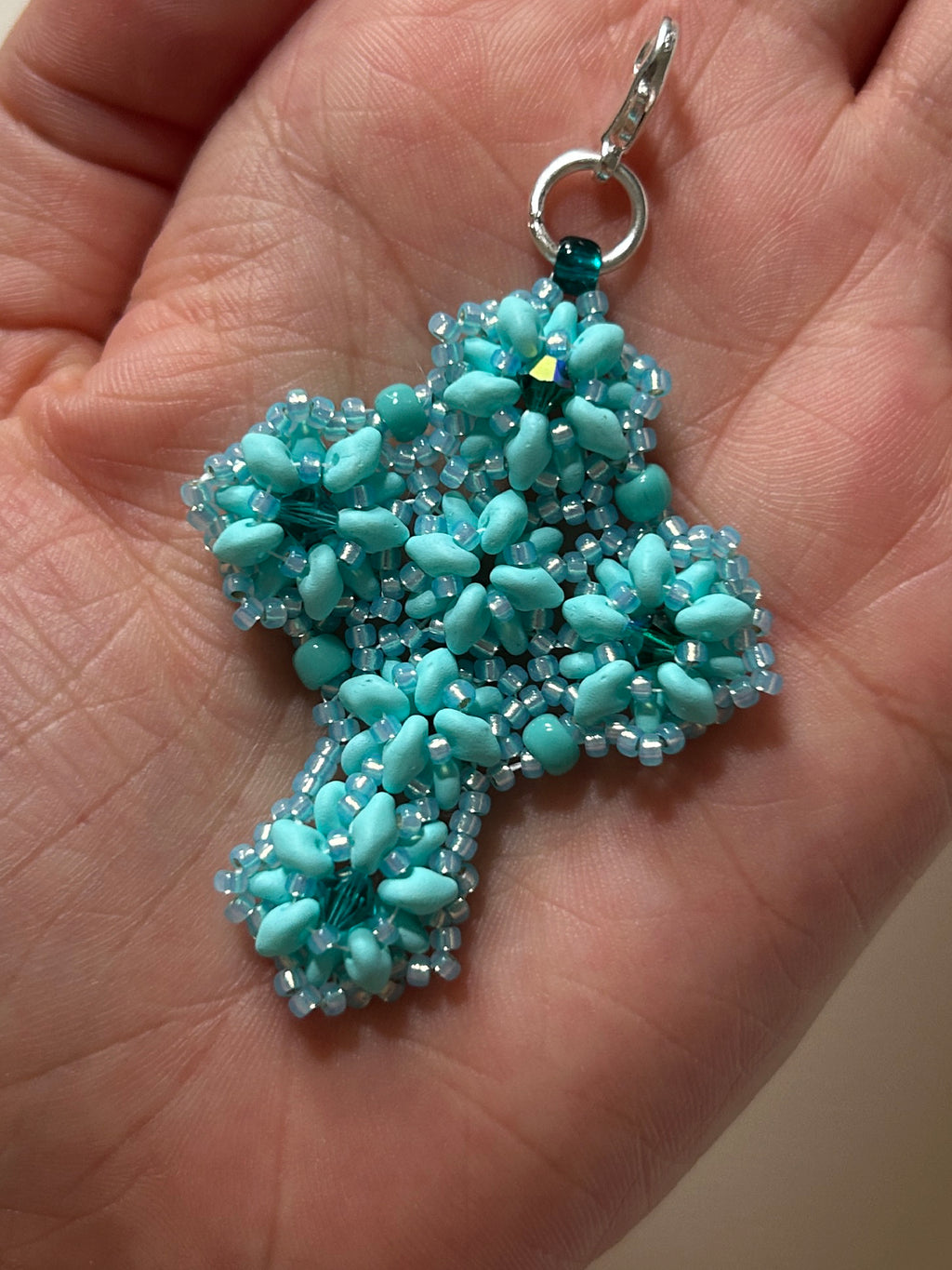 cross pendant - aqua