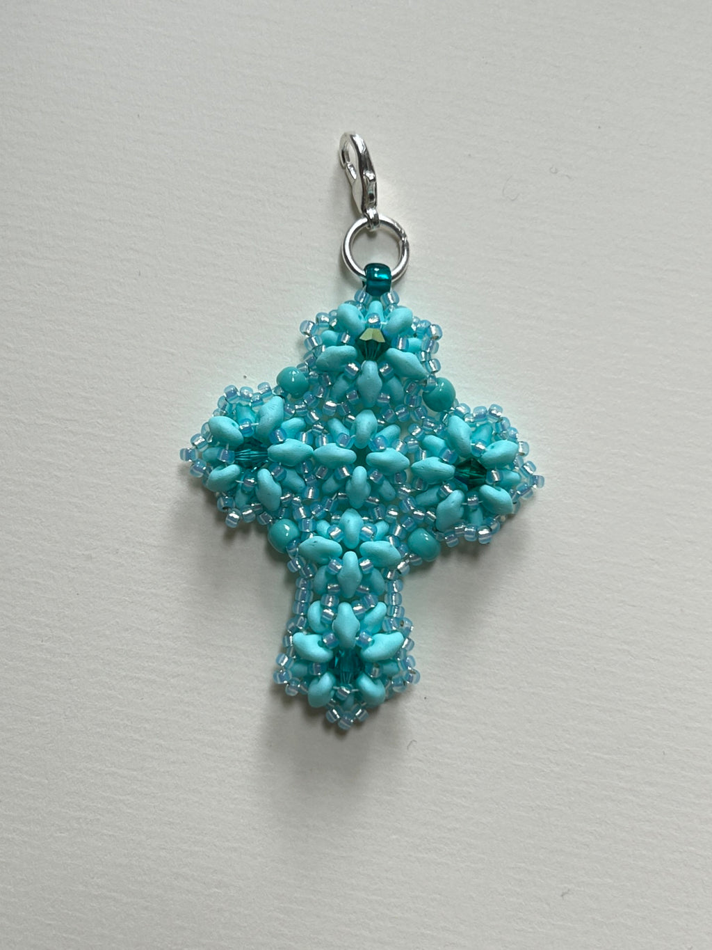 cross pendant - aqua