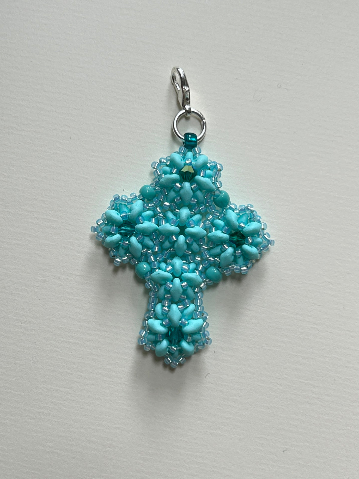 cross pendant - aqua