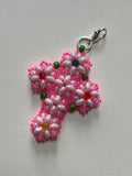 cross pendant - white, neon pink