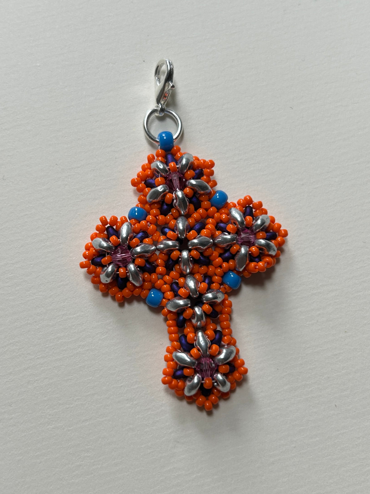 cross pendant - orange, purple, blue