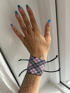 argyle bracelet - gunmetal, pewter, baby pink
