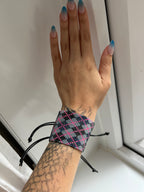 argyle bracelet - silver, grey, twilight, neon pink